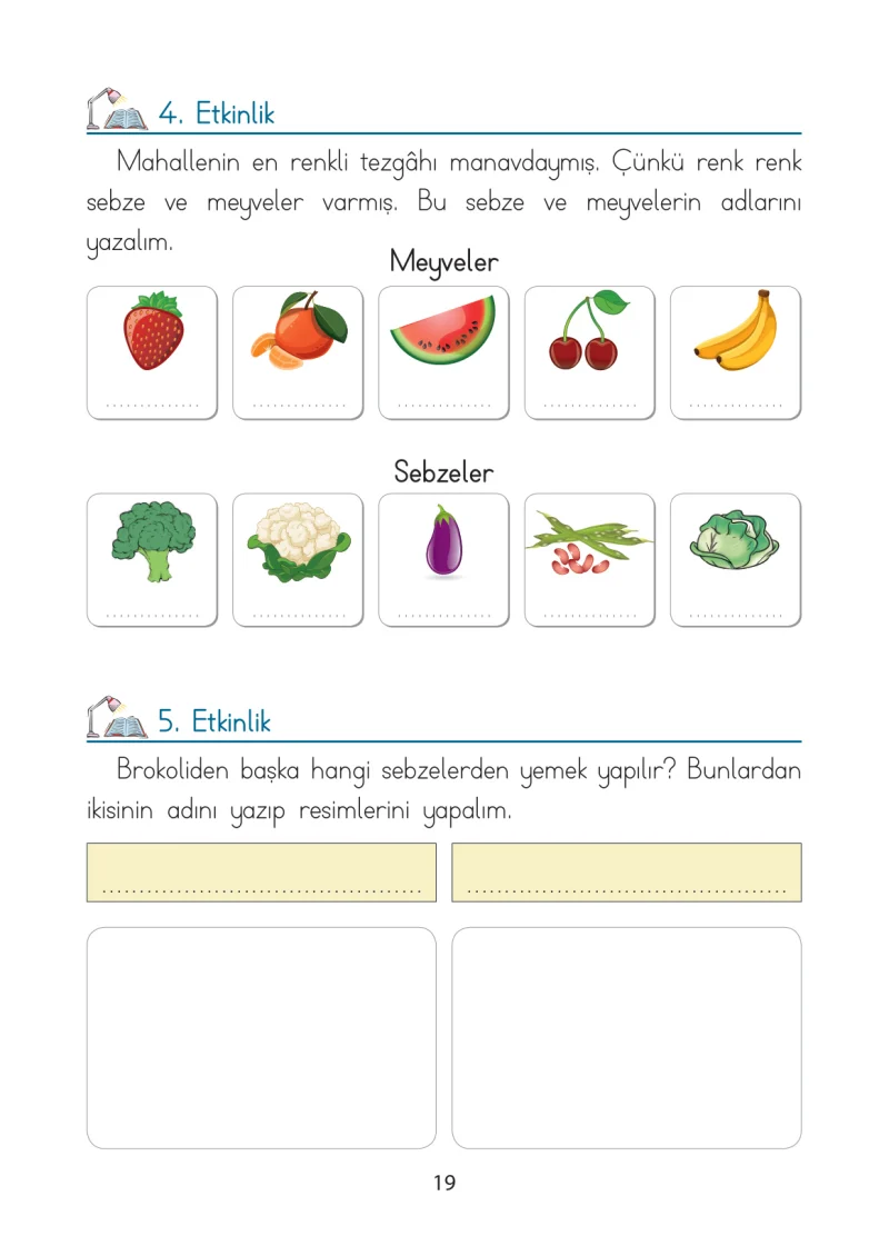 1. Sınıf Türkçe Ders Kitabı Cevapları Ada Matbaacılık Yayıncılık Sayfa 19
