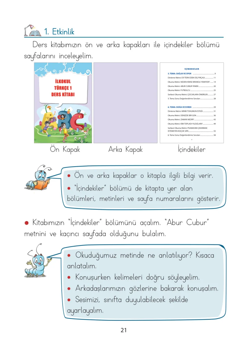 1. Sınıf Türkçe Ders Kitabı Cevapları Ada Matbaacılık Yayıncılık Sayfa 21