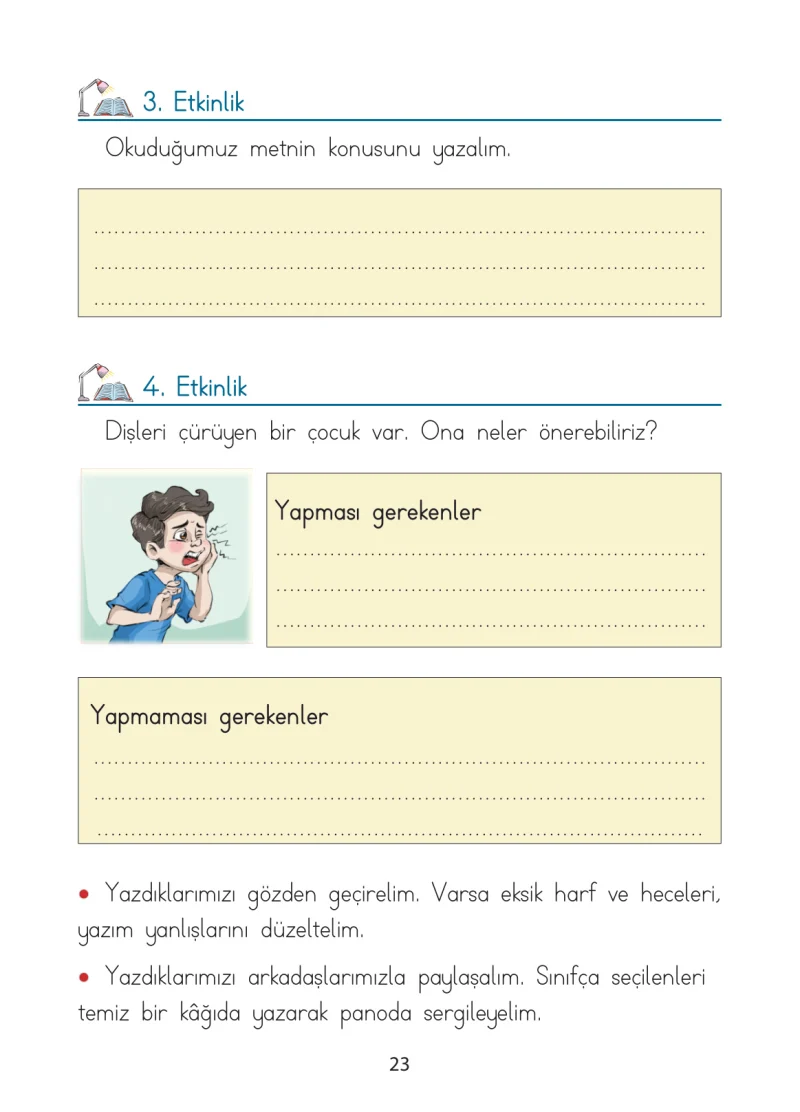 1. Sınıf Türkçe Ders Kitabı Cevapları Ada Matbaacılık Yayıncılık Sayfa 23
