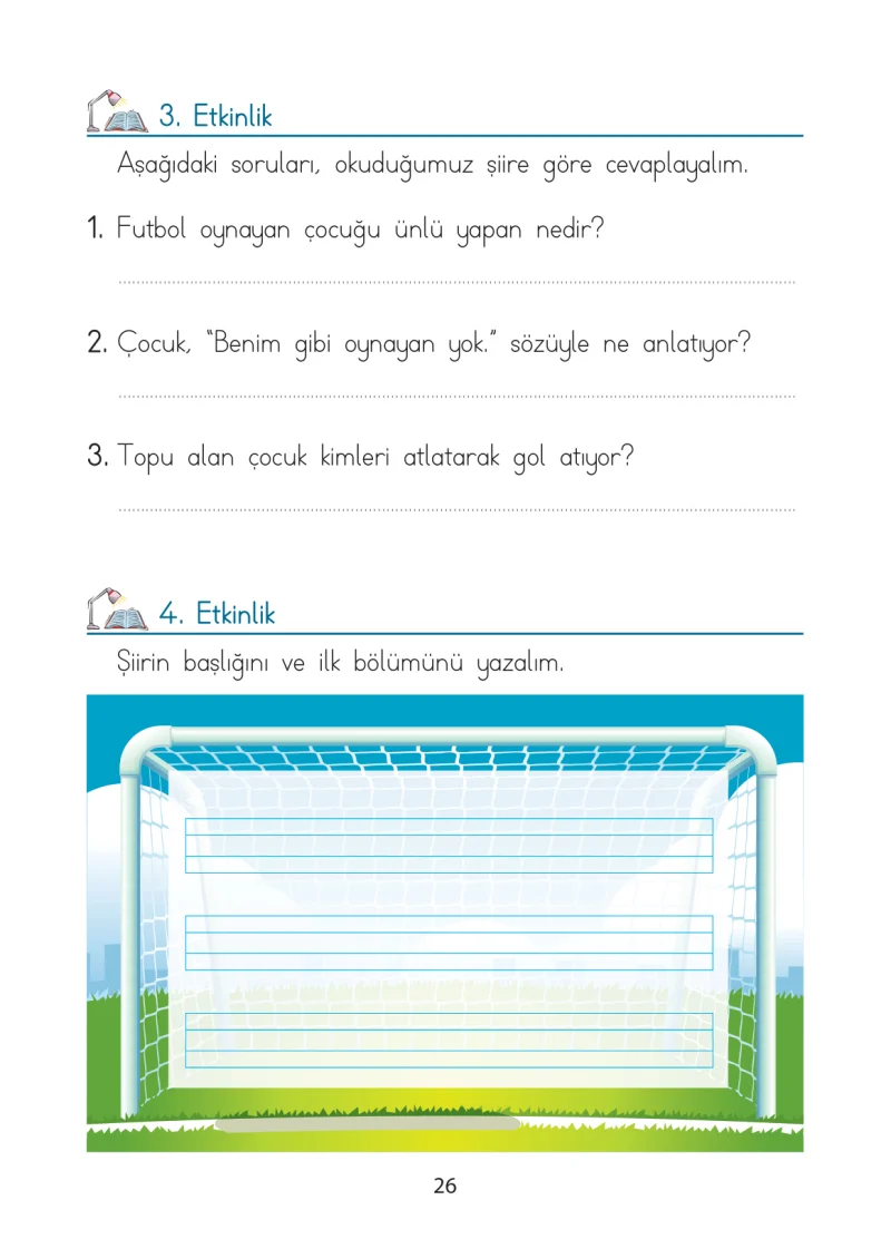 1. Sınıf Türkçe Ders Kitabı Cevapları Ada Matbaacılık Yayıncılık Sayfa 26