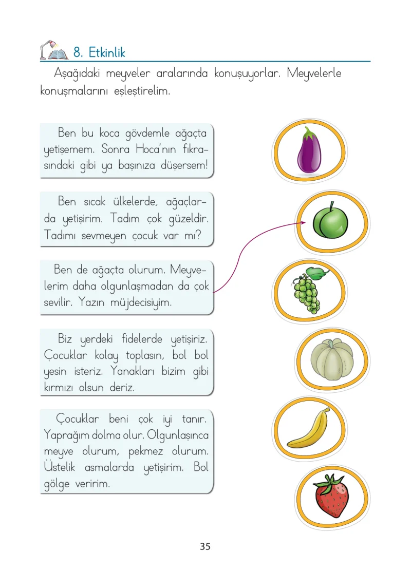 1. Sınıf Türkçe Ders Kitabı Cevapları Ada Matbaacılık Yayıncılık Sayfa 35