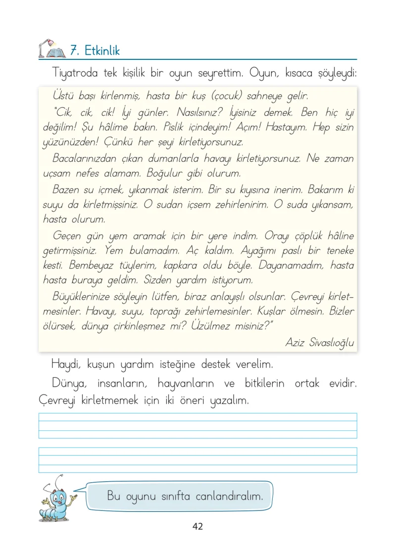 1. Sınıf Türkçe Ders Kitabı Cevapları Ada Matbaacılık Yayıncılık Sayfa 42