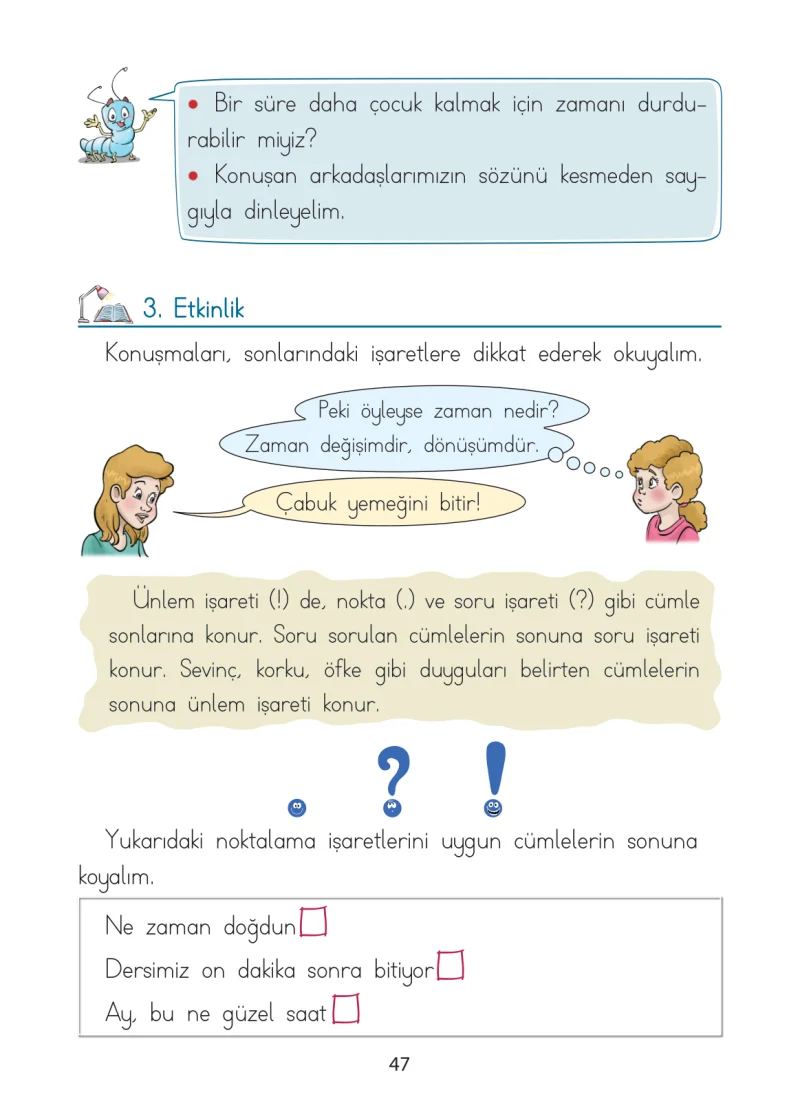 1. Sınıf Türkçe Ders Kitabı Cevapları Ada Matbaacılık Yayıncılık Sayfa 47