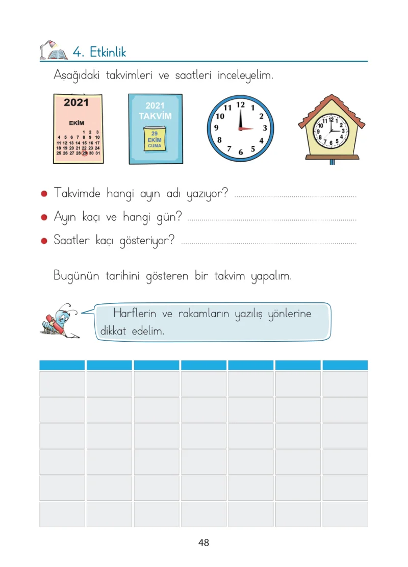 1. Sınıf Türkçe Ders Kitabı Cevapları Ada Matbaacılık Yayıncılık Sayfa 48