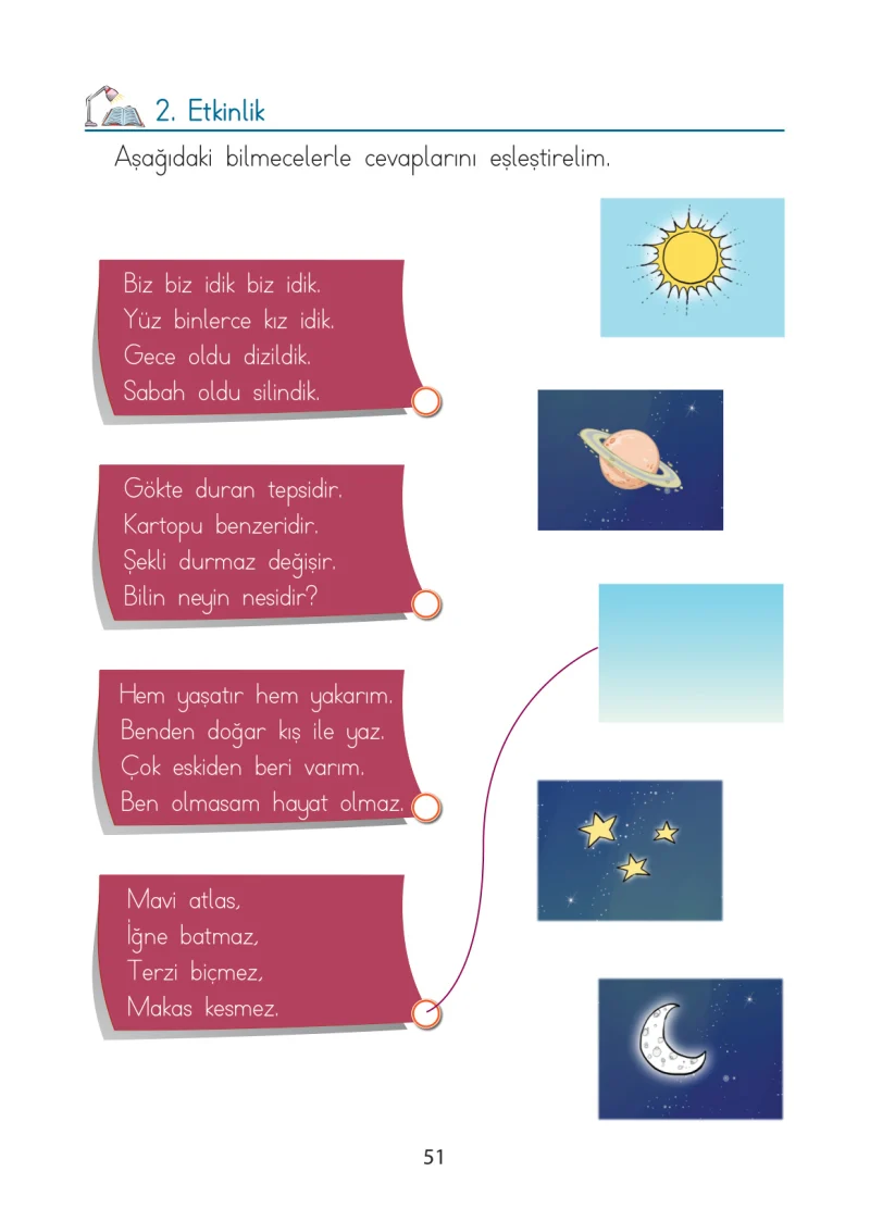 1. Sınıf Türkçe Ders Kitabı Cevapları Ada Matbaacılık Yayıncılık Sayfa 51