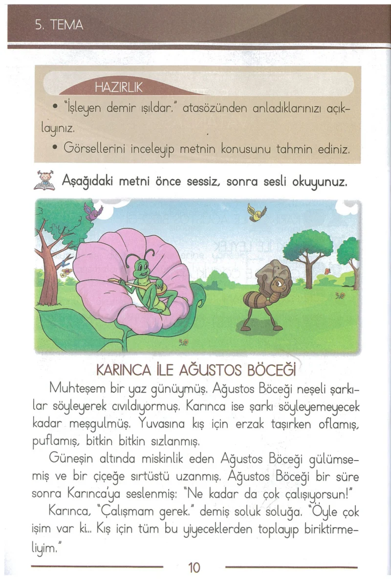 1. Sınıf Türkçe Ders Kitabı Cevapları Bilim ve Kültür Yayınları Sayfa 10