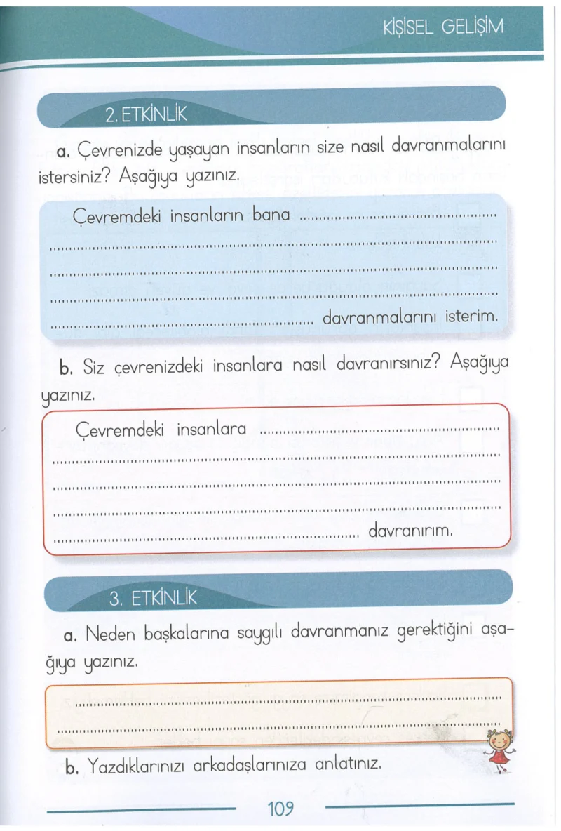 1. Sınıf Türkçe Ders Kitabı Cevapları Bilim ve Kültür Yayınları Sayfa 109