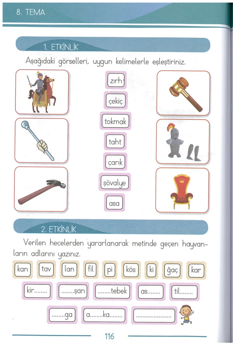 1. Sınıf Türkçe Ders Kitabı Cevapları Bilim ve Kültür Yayınları Sayfa 116