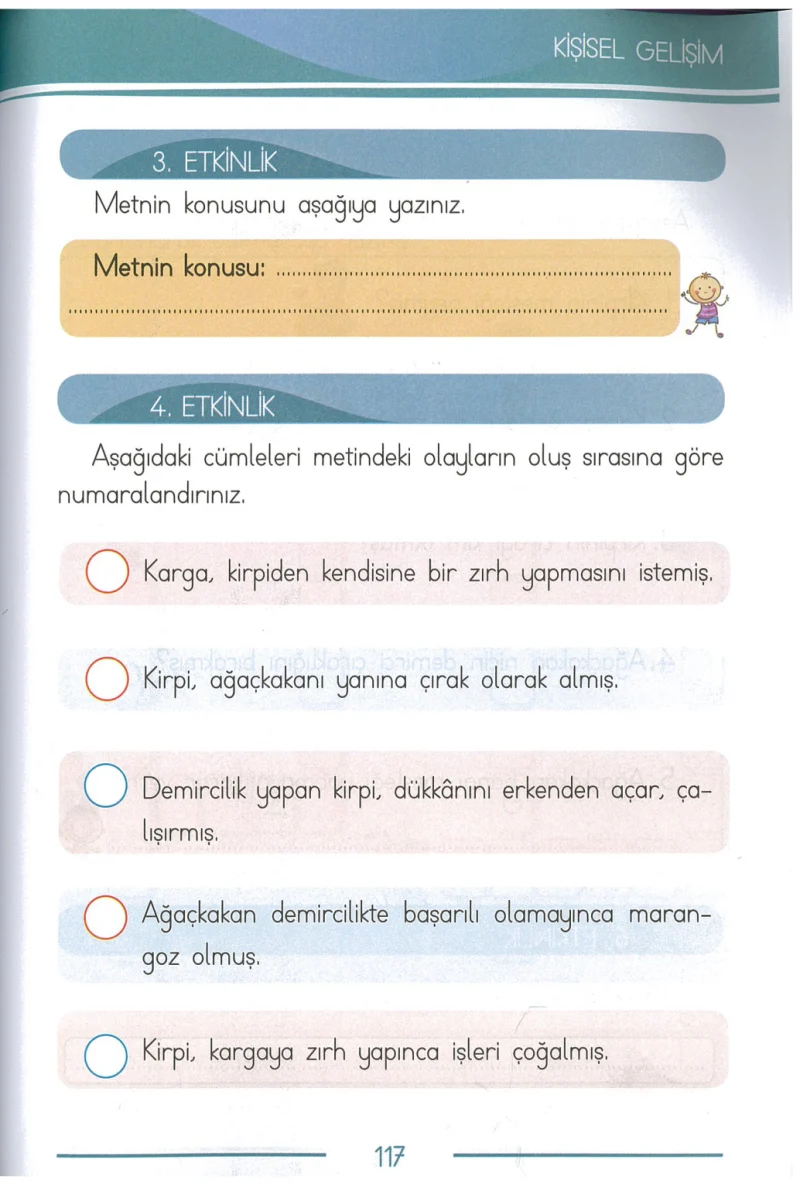 1. Sınıf Türkçe Ders Kitabı Cevapları Bilim ve Kültür Yayınları Sayfa 117
