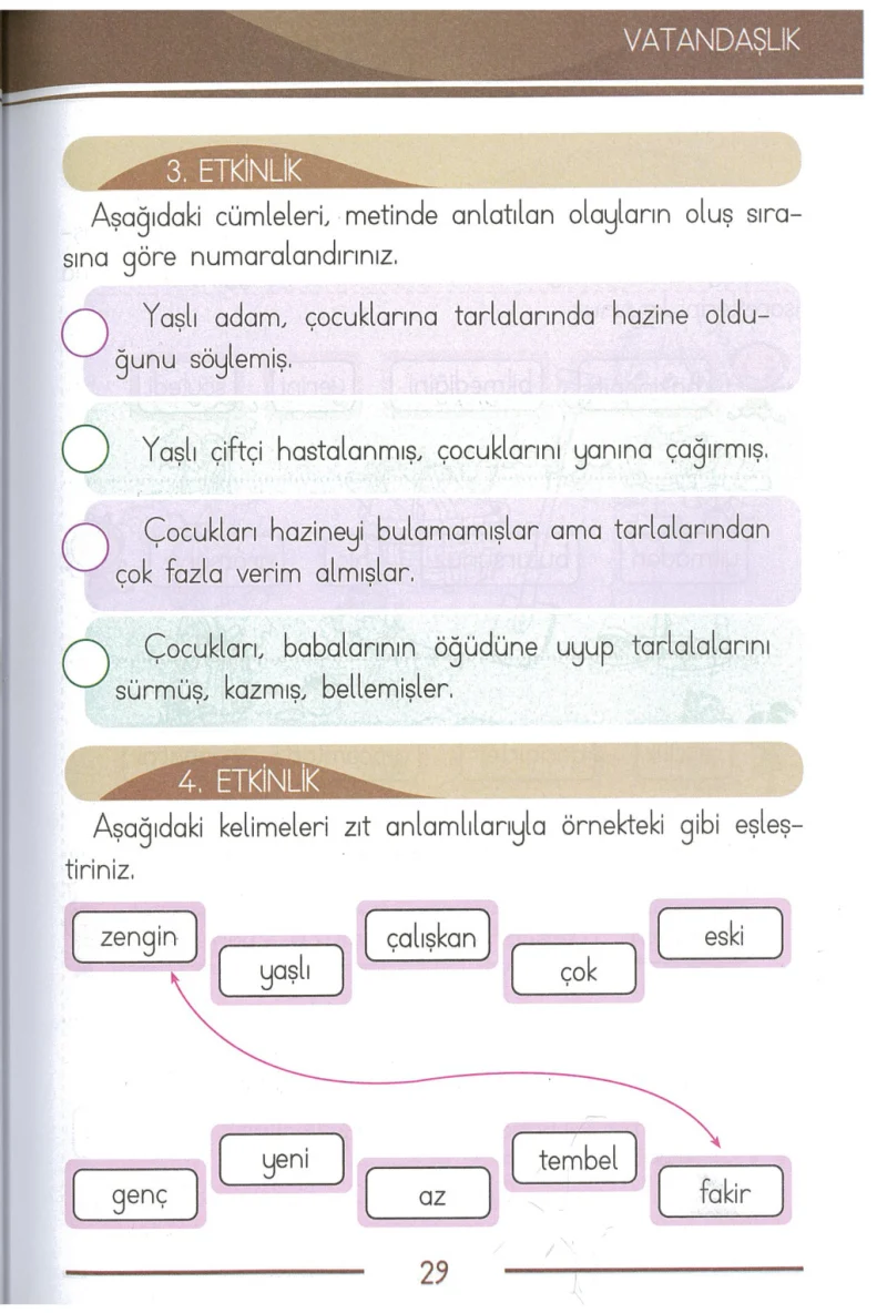 1. Sınıf Türkçe Ders Kitabı Cevapları Bilim ve Kültür Yayınları Sayfa 29