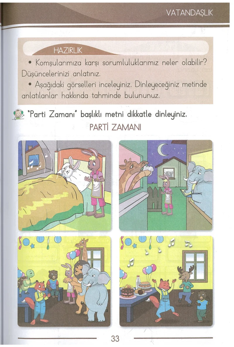 1. Sınıf Türkçe Ders Kitabı Cevapları Bilim ve Kültür Yayınları Sayfa 33