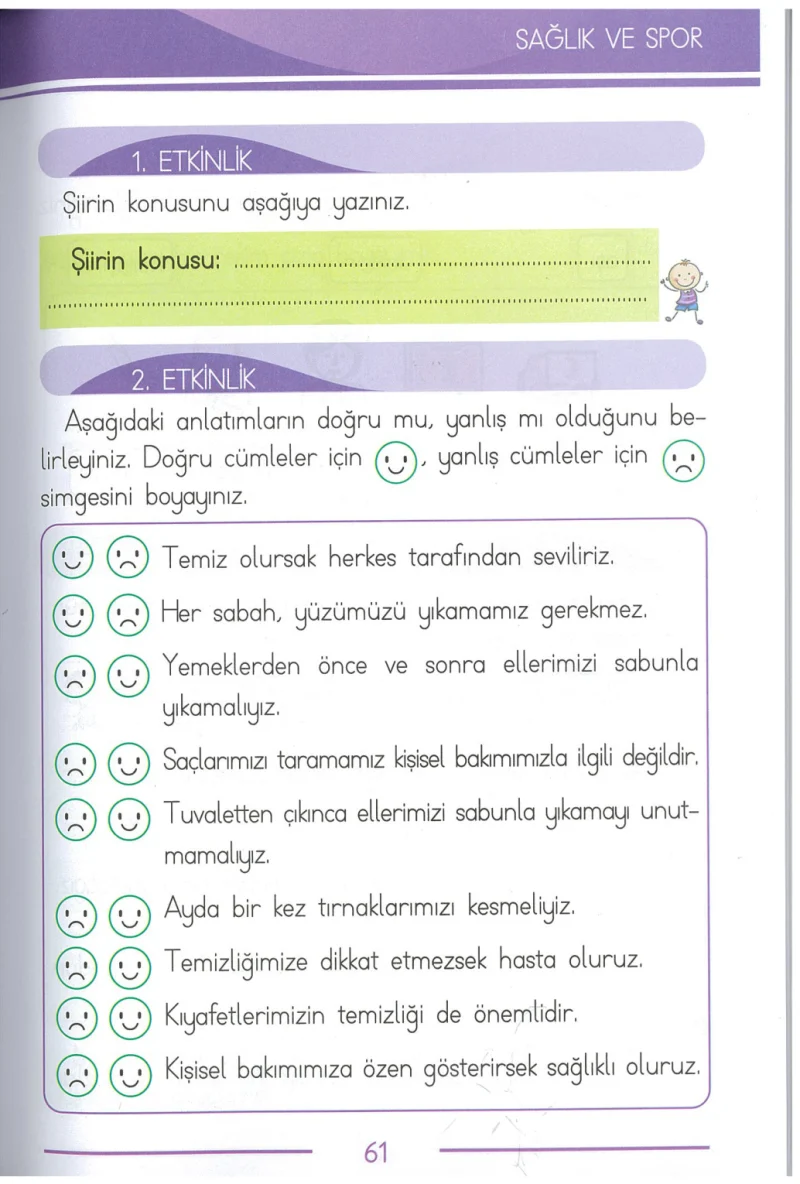 1. Sınıf Türkçe Ders Kitabı Cevapları Bilim ve Kültür Yayınları Sayfa 61