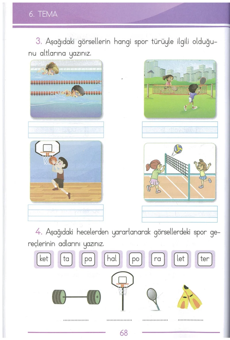 1. Sınıf Türkçe Ders Kitabı Cevapları Bilim ve Kültür Yayınları Sayfa 68
