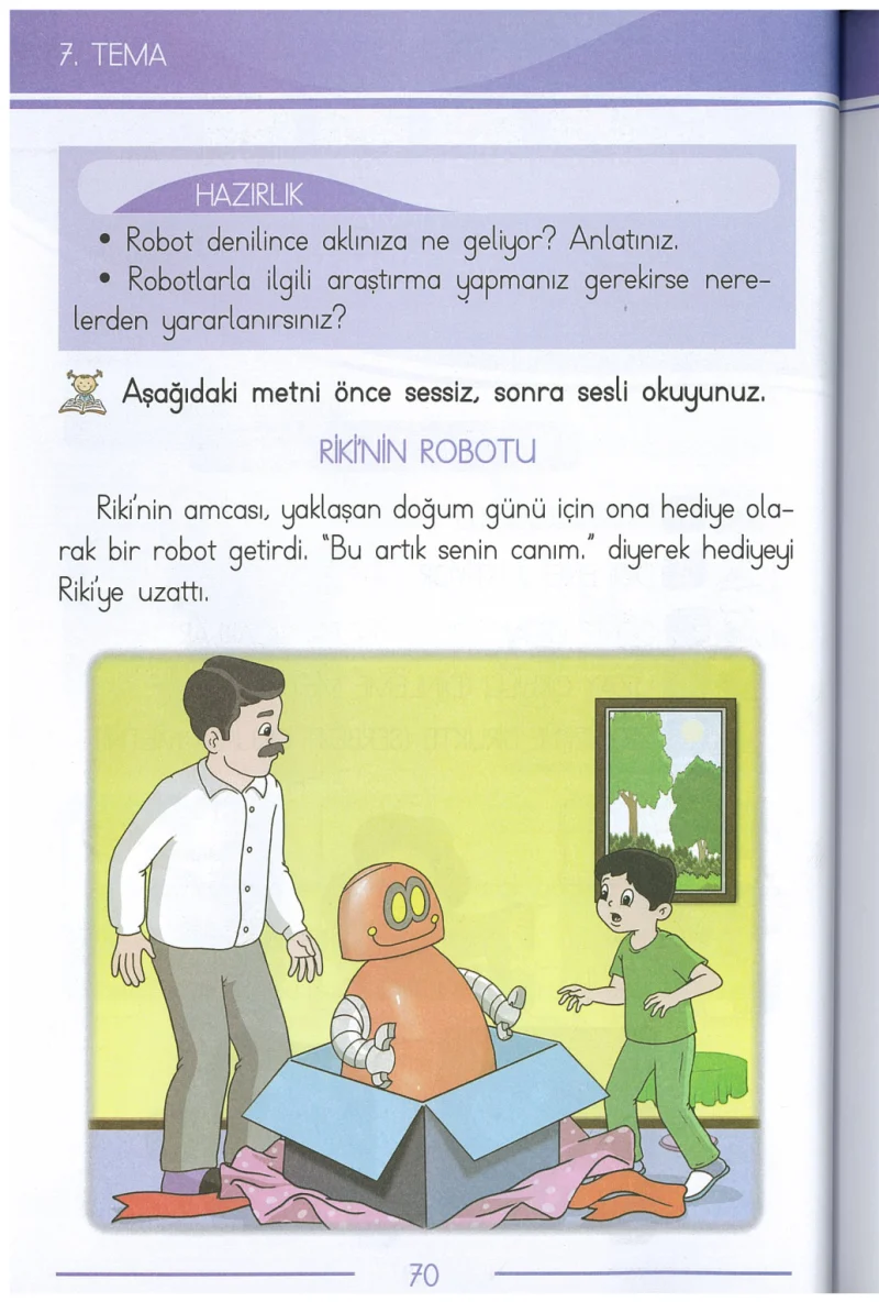 1. Sınıf Türkçe Ders Kitabı Cevapları Bilim ve Kültür Yayınları Sayfa 70