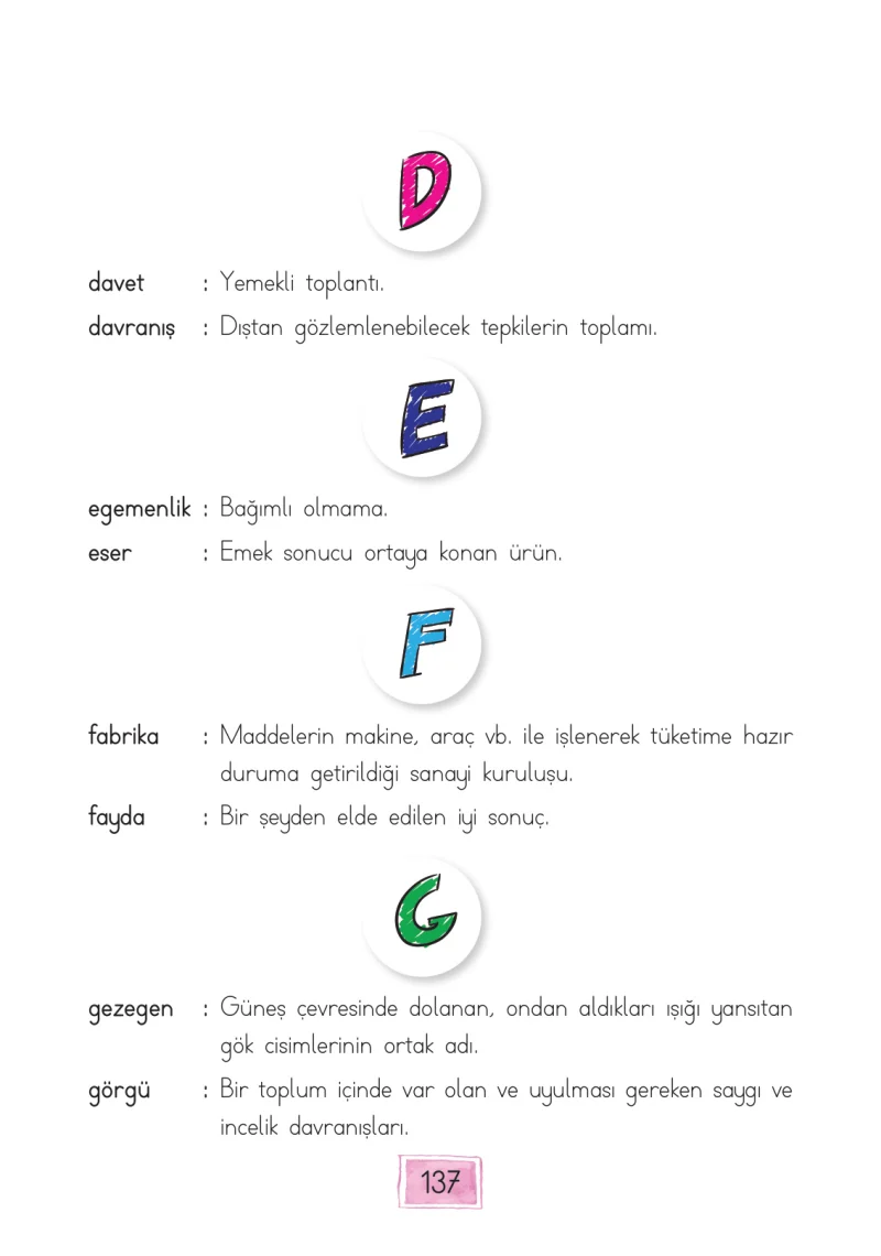1. Sınıf Türkçe Ders Kitabı Cevapları Cem Yayınları Sayfa 137