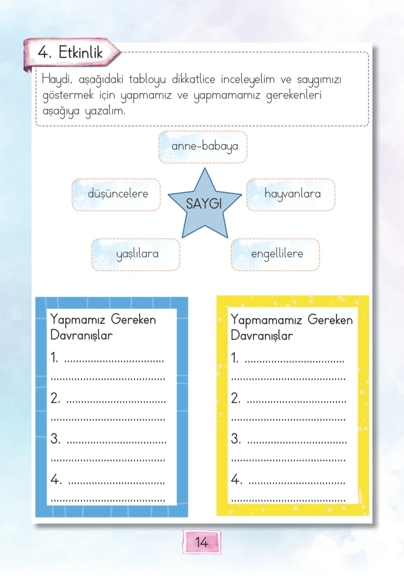1. Sınıf Türkçe Ders Kitabı Cevapları Cem Yayınları Sayfa 14