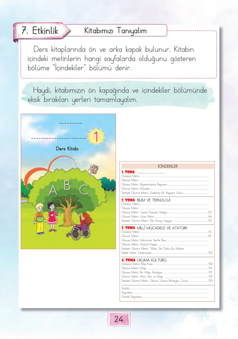 1. Sınıf Türkçe Ders Kitabı Cevapları Cem Yayınları Sayfa 24