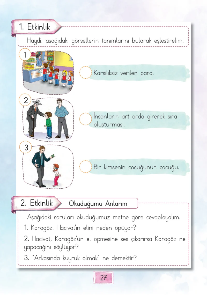 1. Sınıf Türkçe Ders Kitabı Cevapları Cem Yayınları Sayfa 27