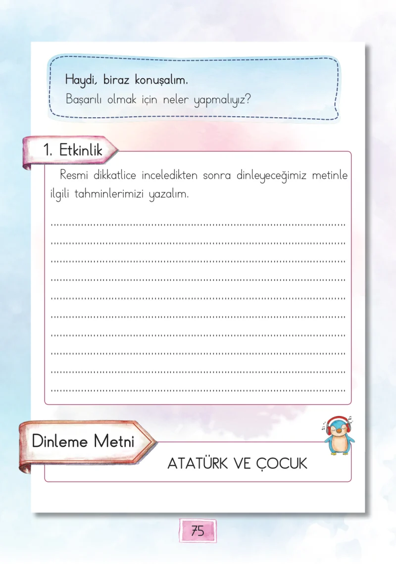 1. Sınıf Türkçe Ders Kitabı Cevapları Cem Yayınları Sayfa 75