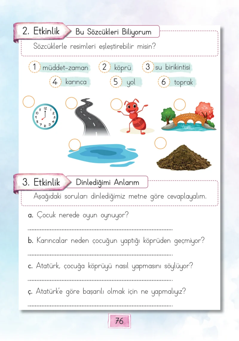 1. Sınıf Türkçe Ders Kitabı Cevapları Cem Yayınları Sayfa 76