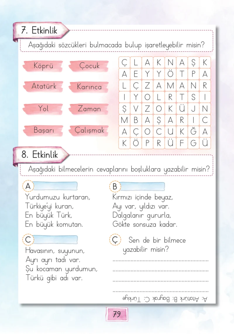 1. Sınıf Türkçe Ders Kitabı Cevapları Cem Yayınları Sayfa 79