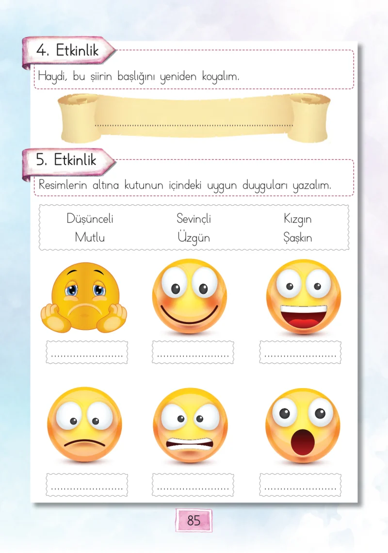 1. Sınıf Türkçe Ders Kitabı Cevapları Cem Yayınları Sayfa 85