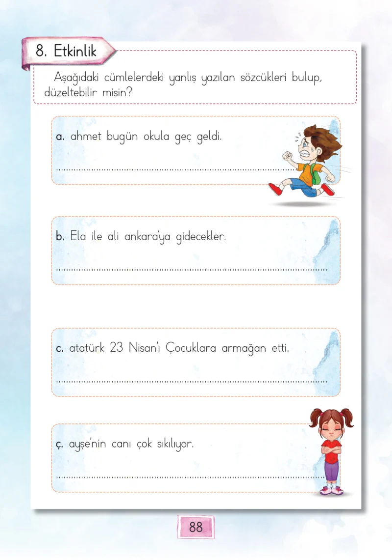1. Sınıf Türkçe Ders Kitabı Cevapları Cem Yayınları Sayfa 88