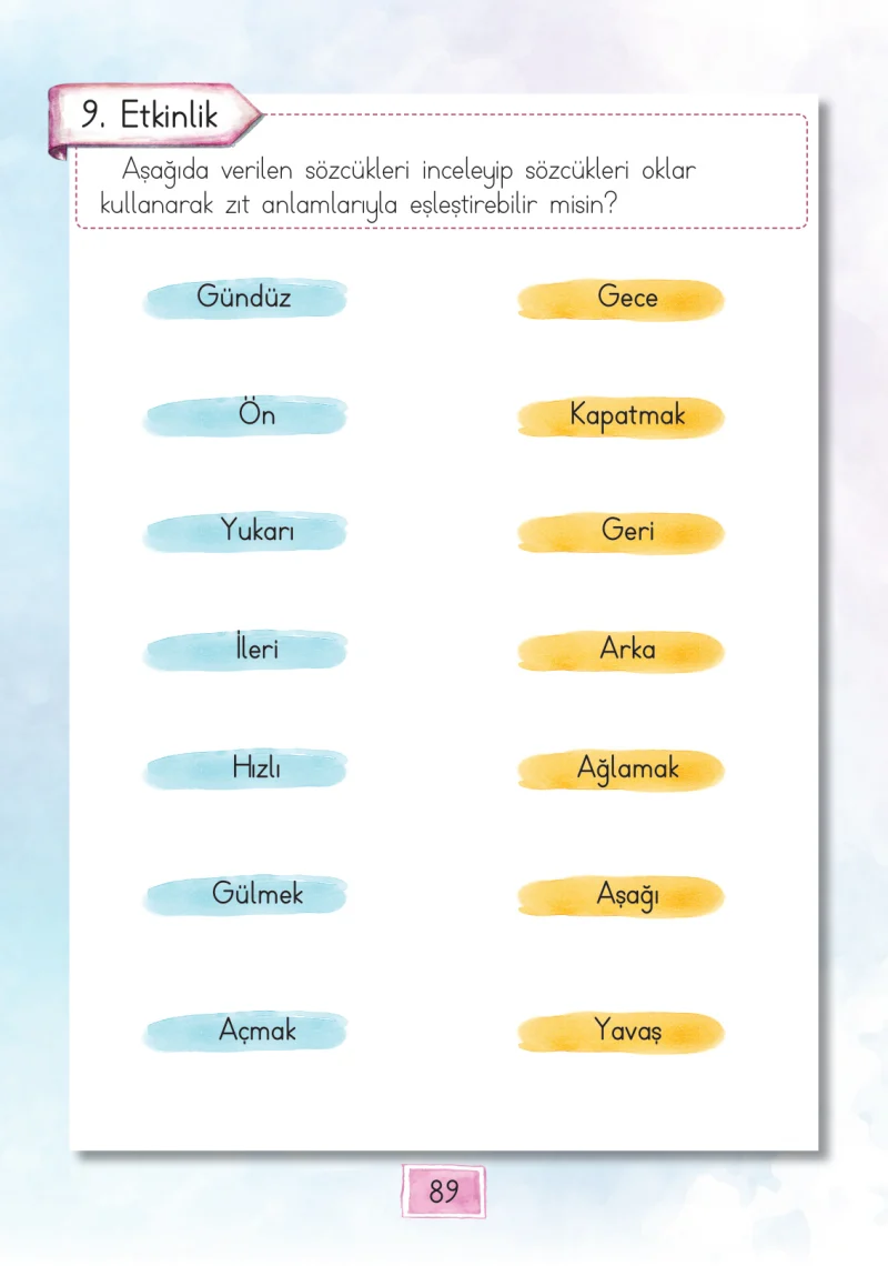 1. Sınıf Türkçe Ders Kitabı Cevapları Cem Yayınları Sayfa 89