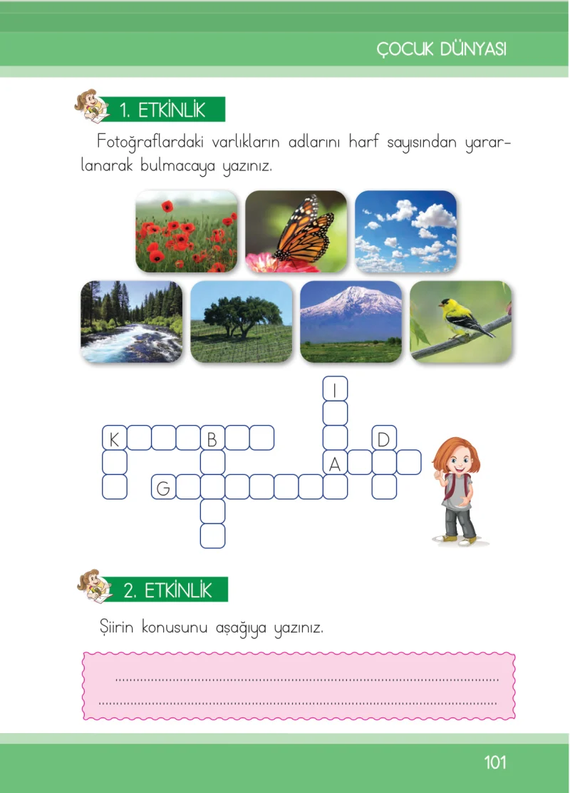 1. Sınıf Türkçe Ders Kitabı Cevapları İlke Yayınları Sayfa 101