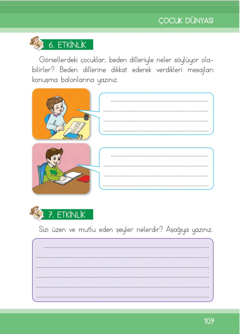 1. Sınıf Türkçe Ders Kitabı Cevapları İlke Yayınları Sayfa 109
