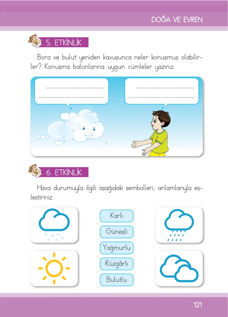 1. Sınıf Türkçe Ders Kitabı Cevapları İlke Yayınları Sayfa 121