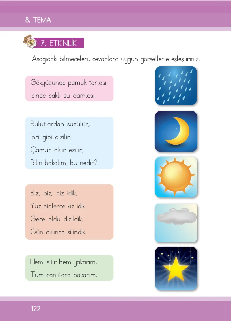 1. Sınıf Türkçe Ders Kitabı Cevapları İlke Yayınları Sayfa 122