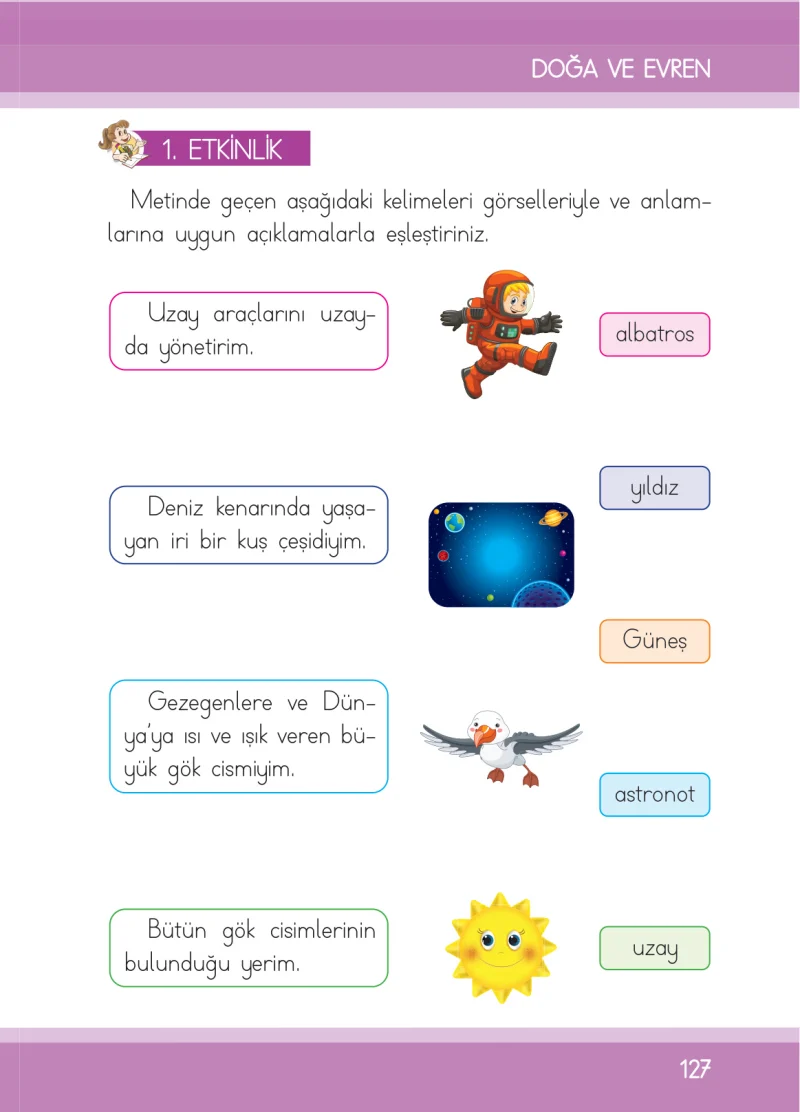 1. Sınıf Türkçe Ders Kitabı Cevapları İlke Yayınları Sayfa 127