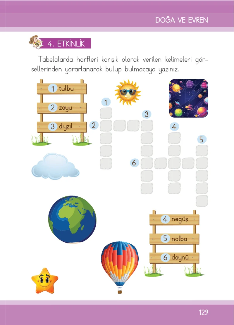 1. Sınıf Türkçe Ders Kitabı Cevapları İlke Yayınları Sayfa 129