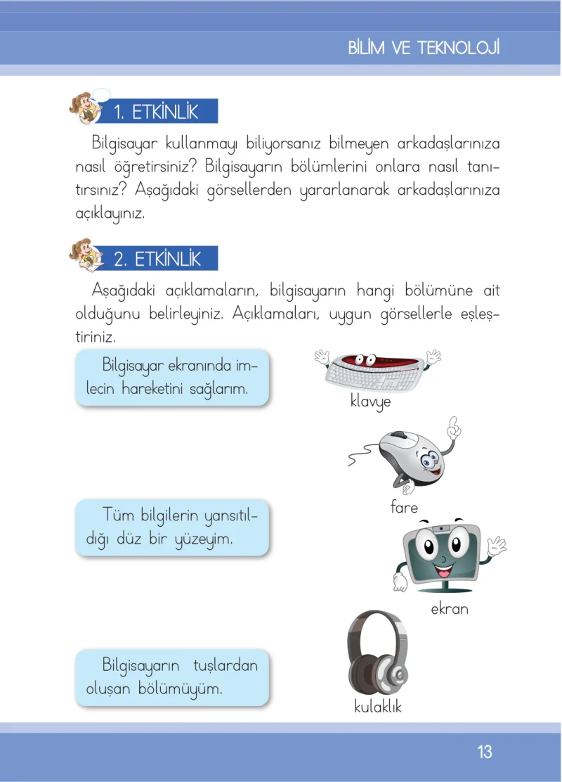1. Sınıf Türkçe Ders Kitabı Cevapları İlke Yayınları Sayfa 13