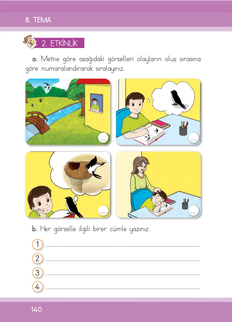 1. Sınıf Türkçe Ders Kitabı Cevapları İlke Yayınları Sayfa 140