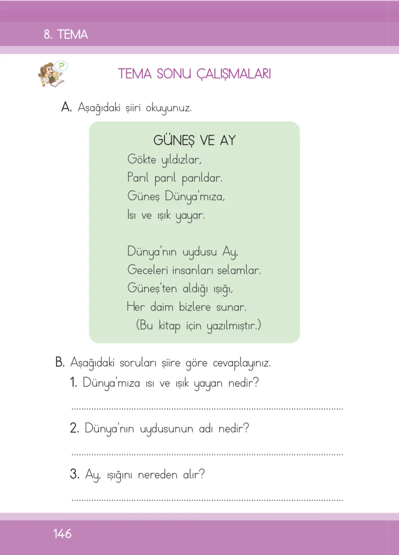 1. Sınıf Türkçe Ders Kitabı Cevapları İlke Yayınları Sayfa 146