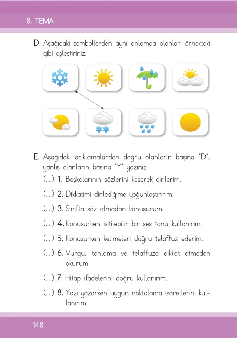 1. Sınıf Türkçe Ders Kitabı Cevapları İlke Yayınları Sayfa 148