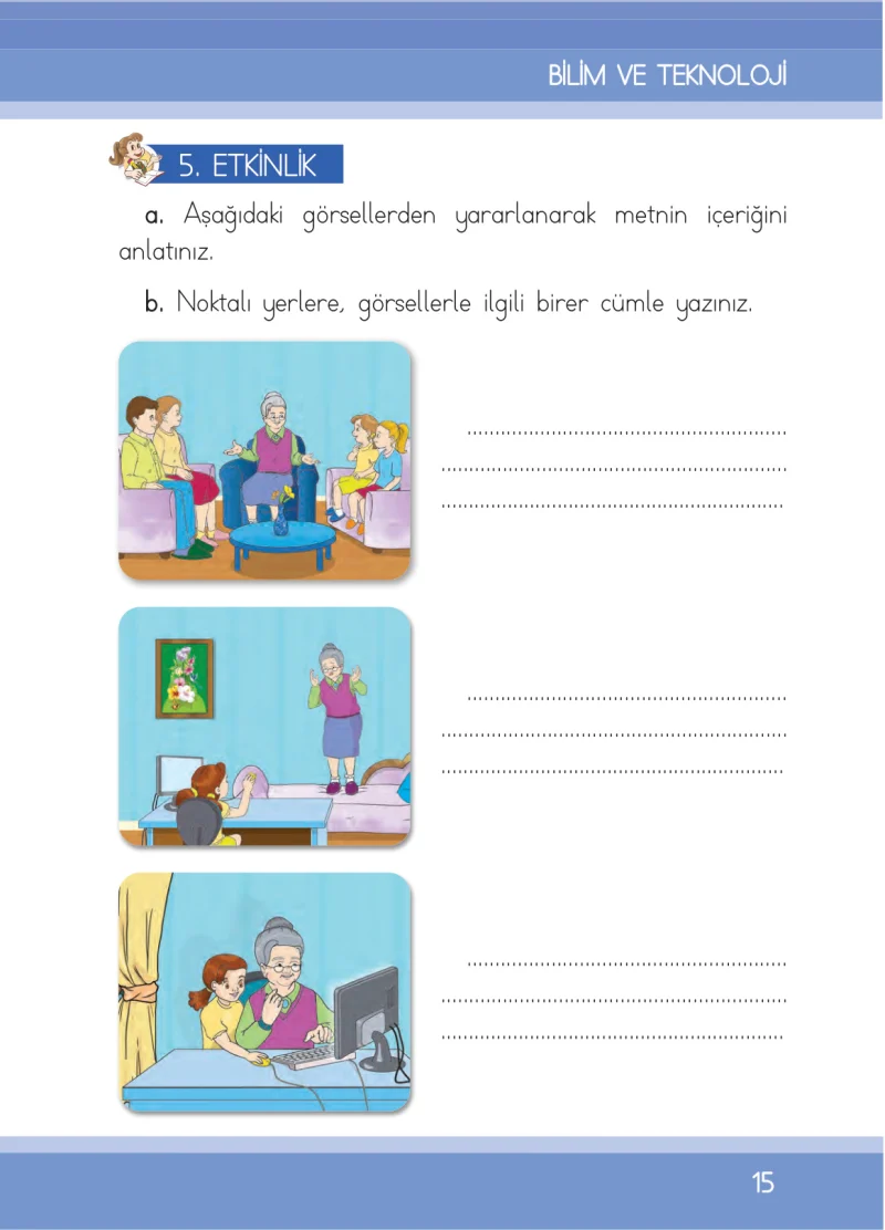 1. Sınıf Türkçe Ders Kitabı Cevapları İlke Yayınları Sayfa 15