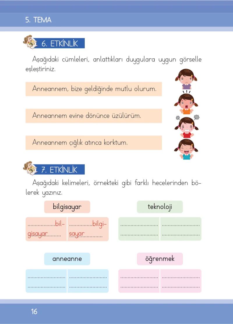 1. Sınıf Türkçe Ders Kitabı Cevapları İlke Yayınları Sayfa 16