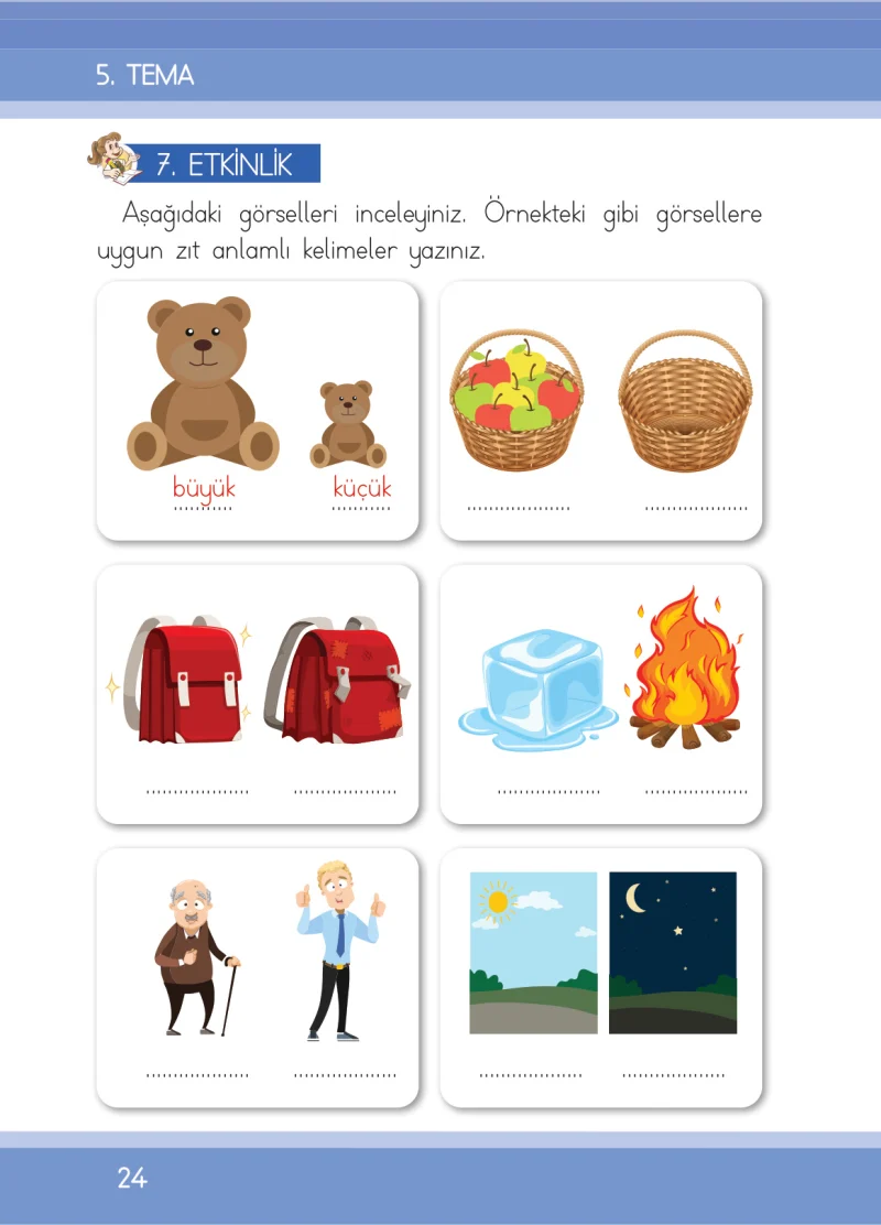 1. Sınıf Türkçe Ders Kitabı Cevapları İlke Yayınları Sayfa 24