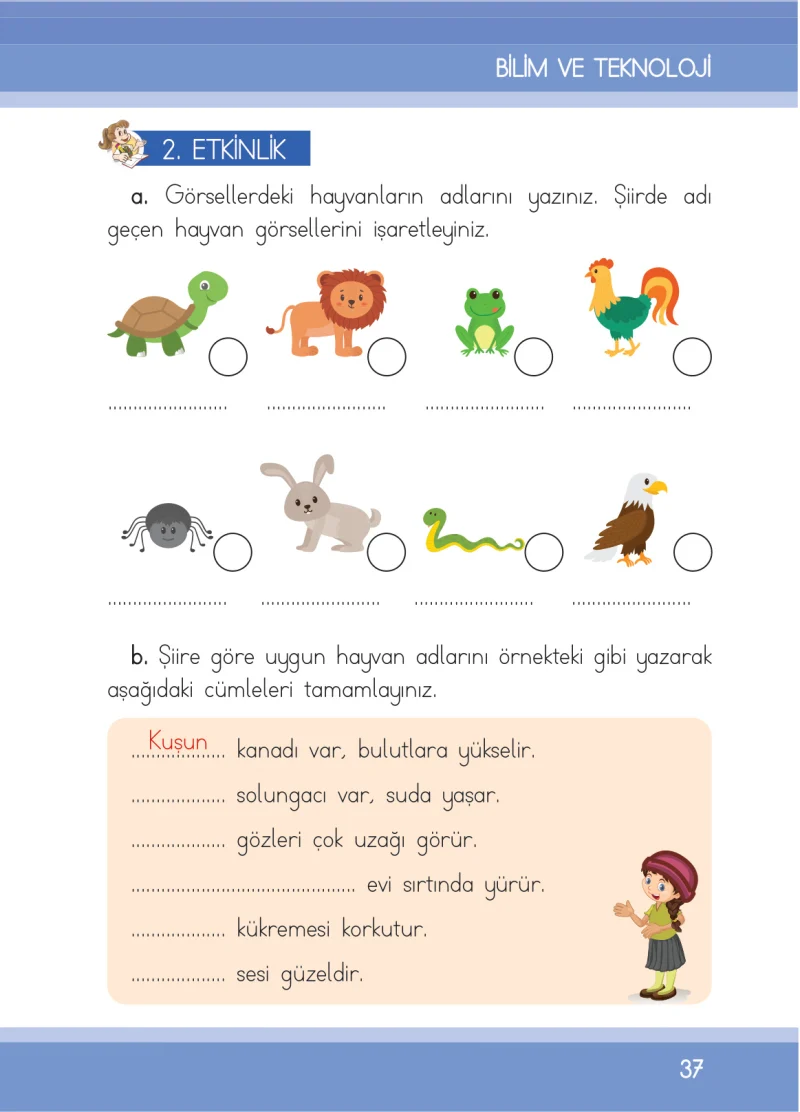 1. Sınıf Türkçe Ders Kitabı Cevapları İlke Yayınları Sayfa 37