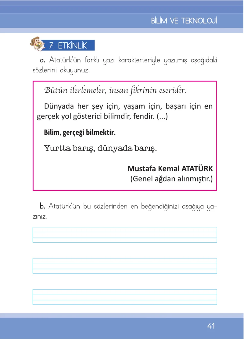 1. Sınıf Türkçe Ders Kitabı Cevapları İlke Yayınları Sayfa 41