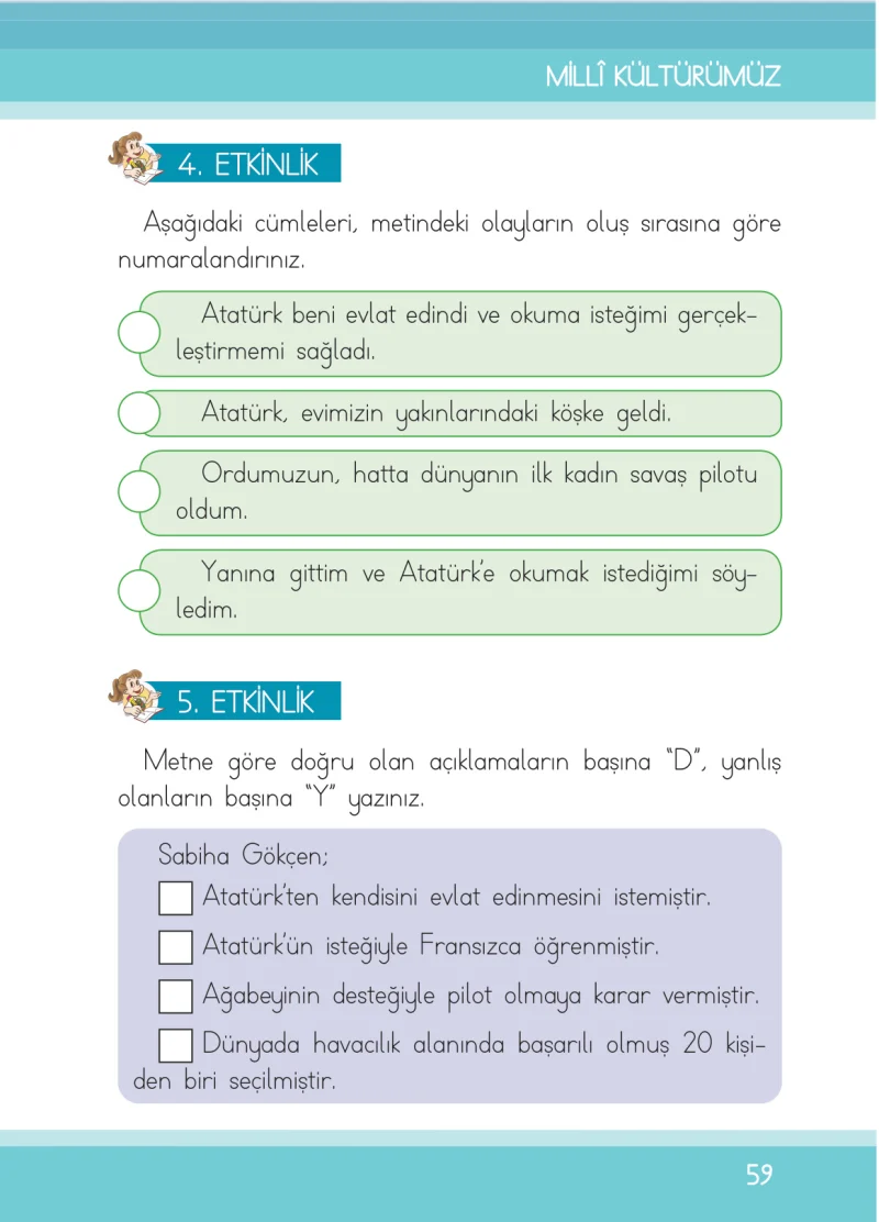 1. Sınıf Türkçe Ders Kitabı Cevapları İlke Yayınları Sayfa 59