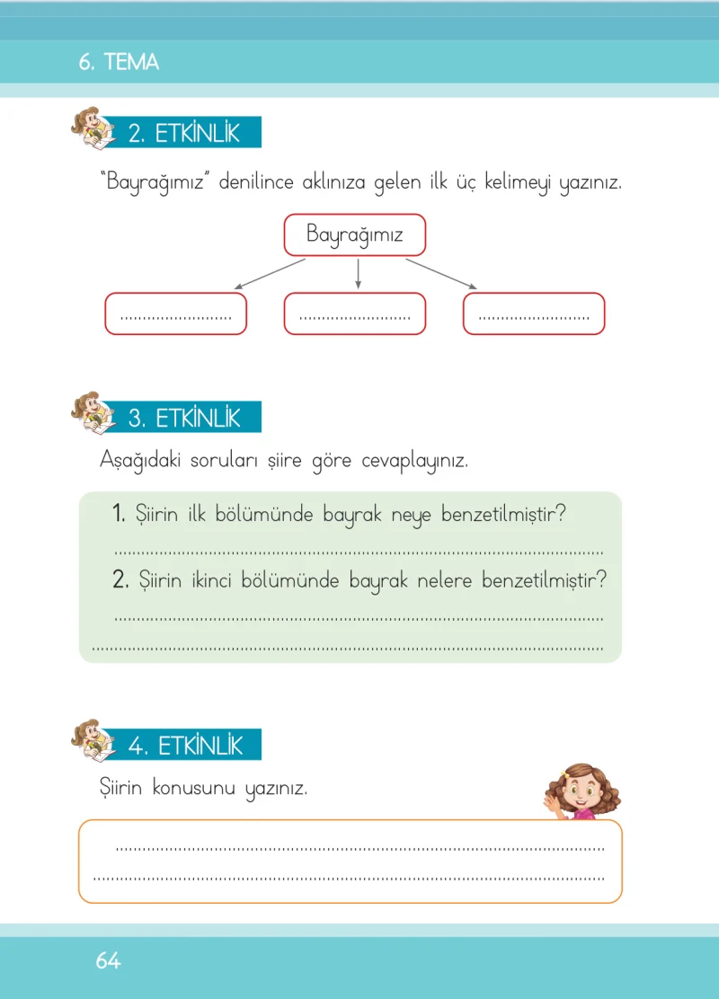 1. Sınıf Türkçe Ders Kitabı Cevapları İlke Yayınları Sayfa 64