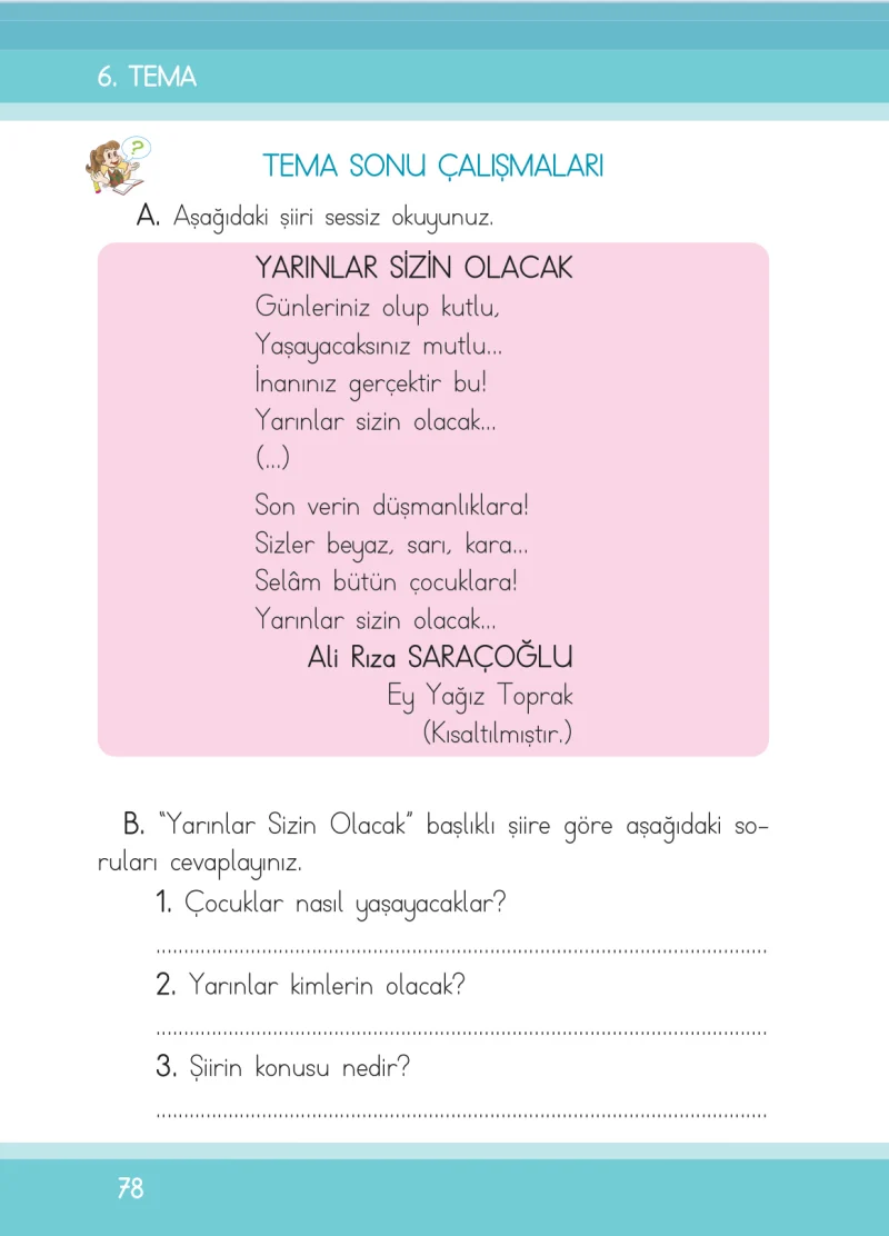 1. Sınıf Türkçe Ders Kitabı Cevapları İlke Yayınları Sayfa 78