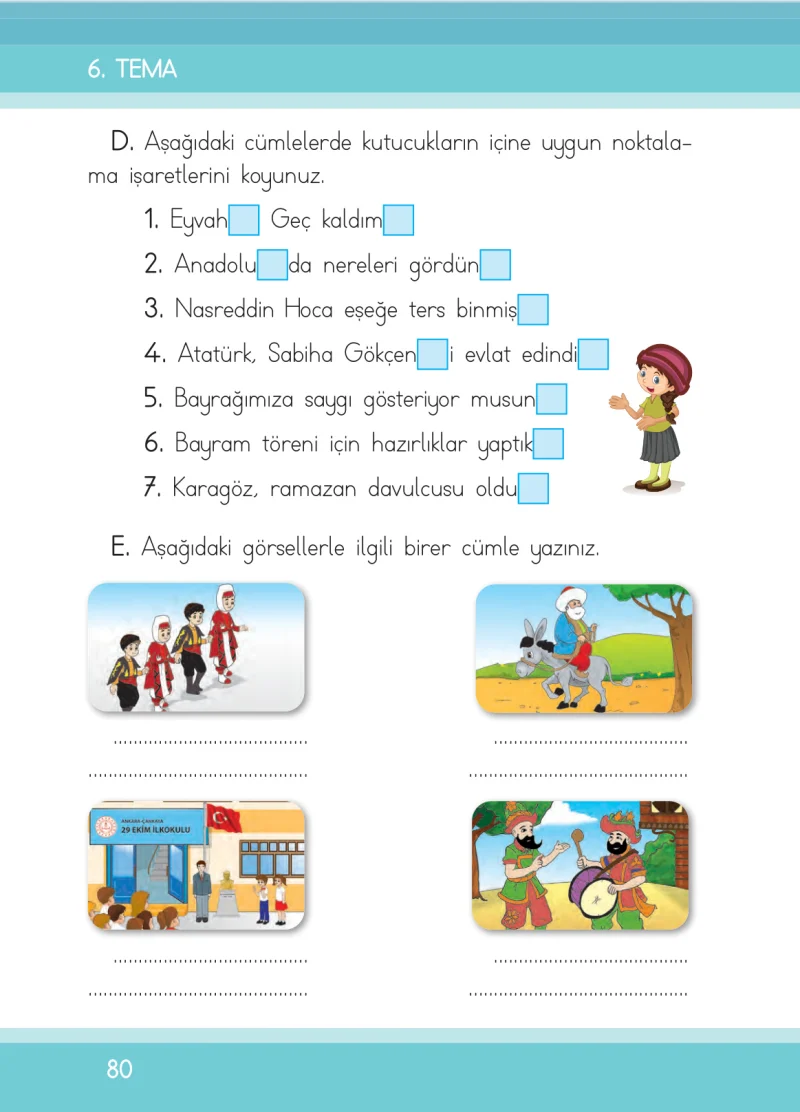 1. Sınıf Türkçe Ders Kitabı Cevapları İlke Yayınları Sayfa 80