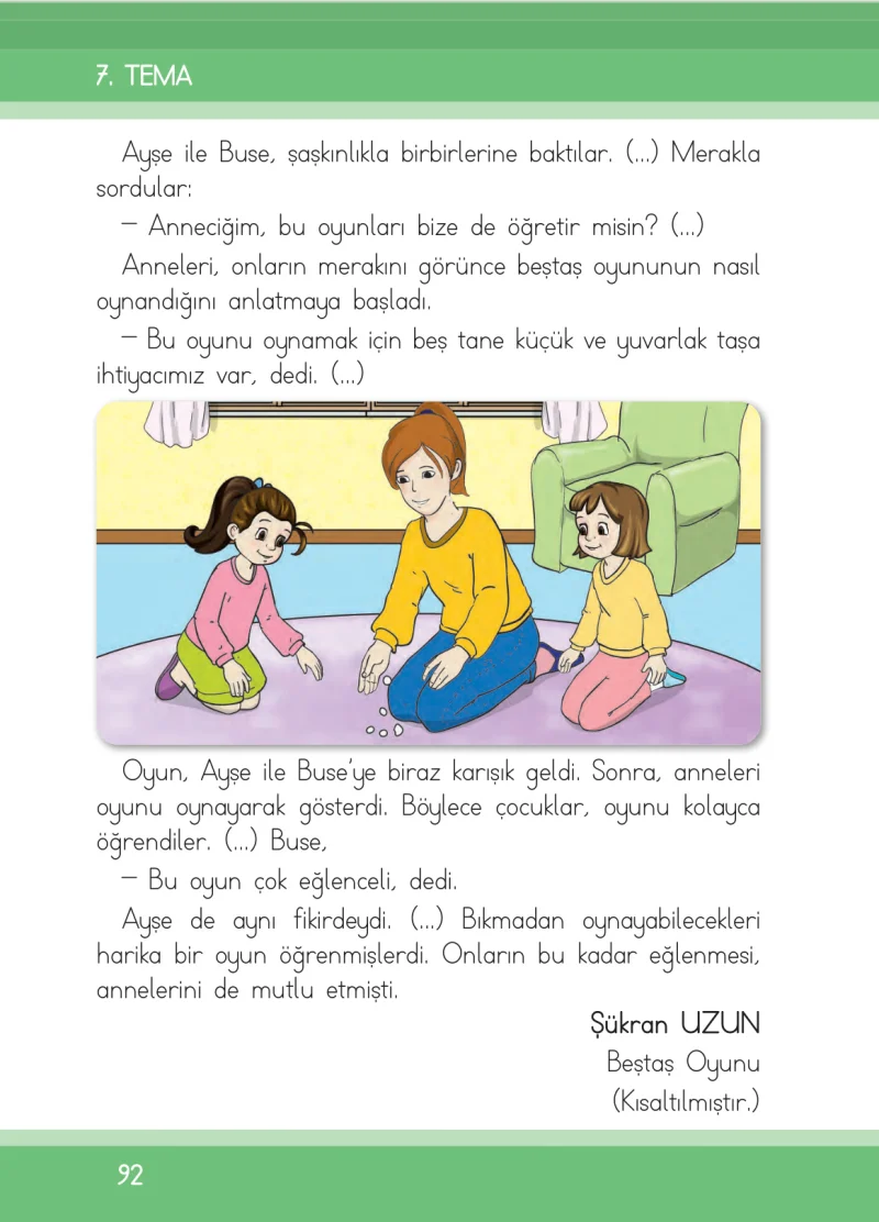 1. Sınıf Türkçe Ders Kitabı Cevapları İlke Yayınları Sayfa 92