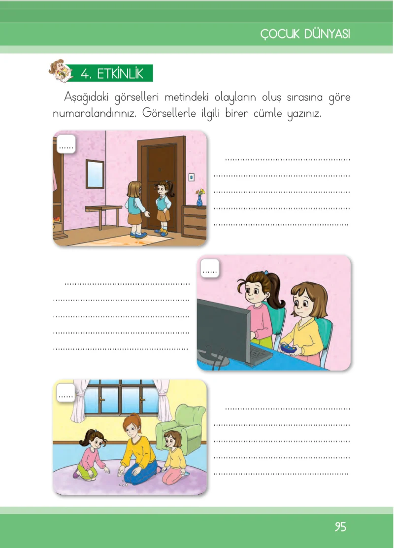 1. Sınıf Türkçe Ders Kitabı Cevapları İlke Yayınları Sayfa 95