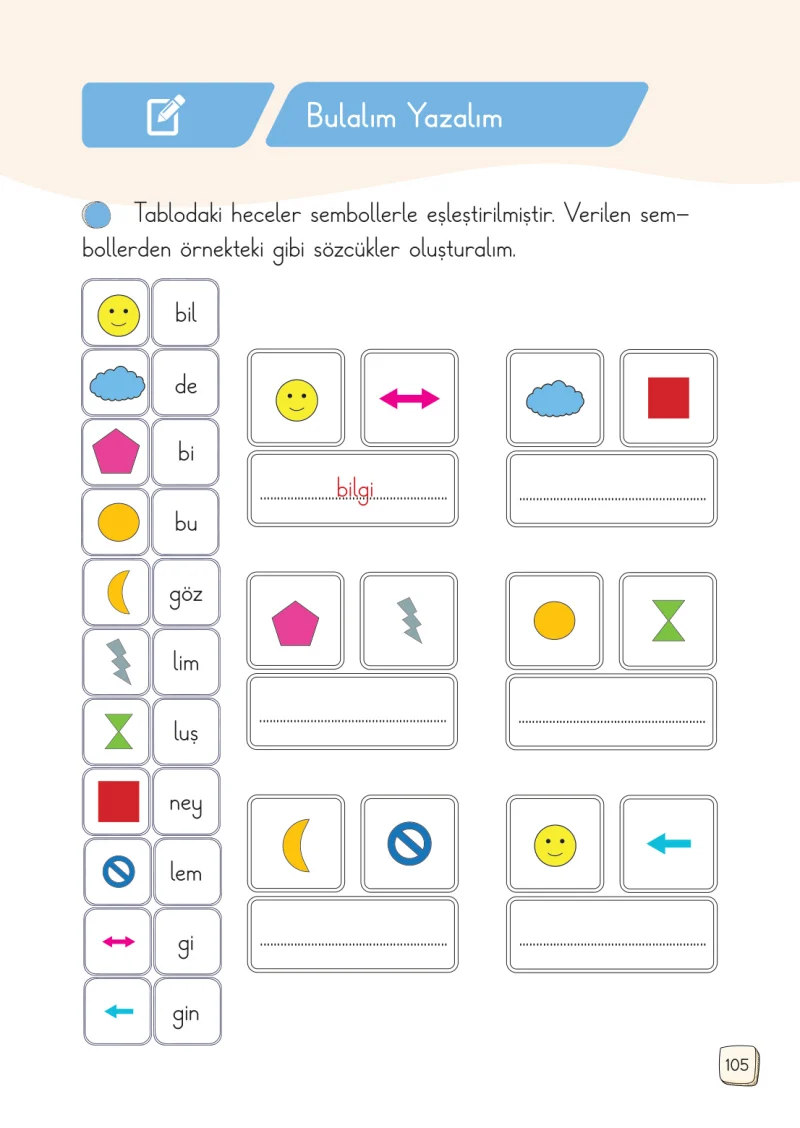 1. Sınıf Türkçe Ders Kitabı Cevapları Meb Yayınları 1. Kitap Sayfa 105